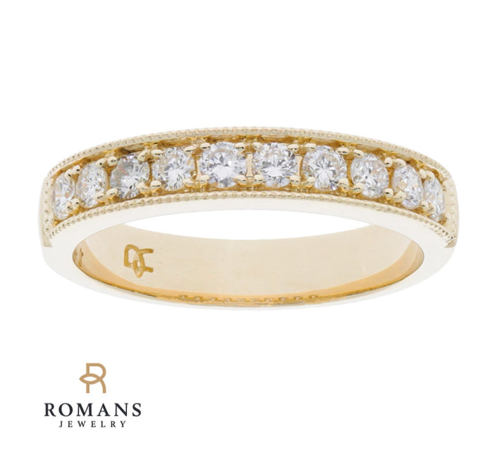 Milgrain Diamond Wedding Band 14K Yellow Gold .54 CTW