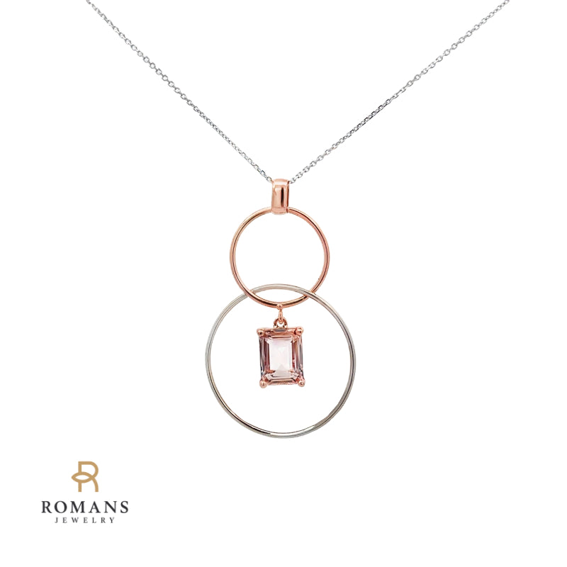 Morganite Dangle Pendant 14K Two Tone 1.50CT