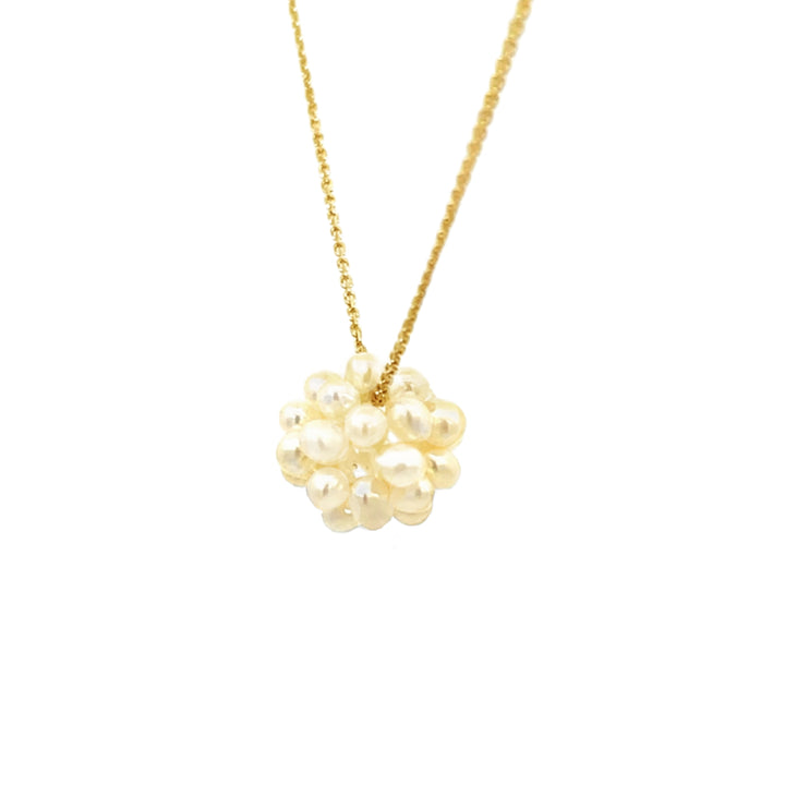 Seed Pearl Ball Necklace 14K Yellow Gold