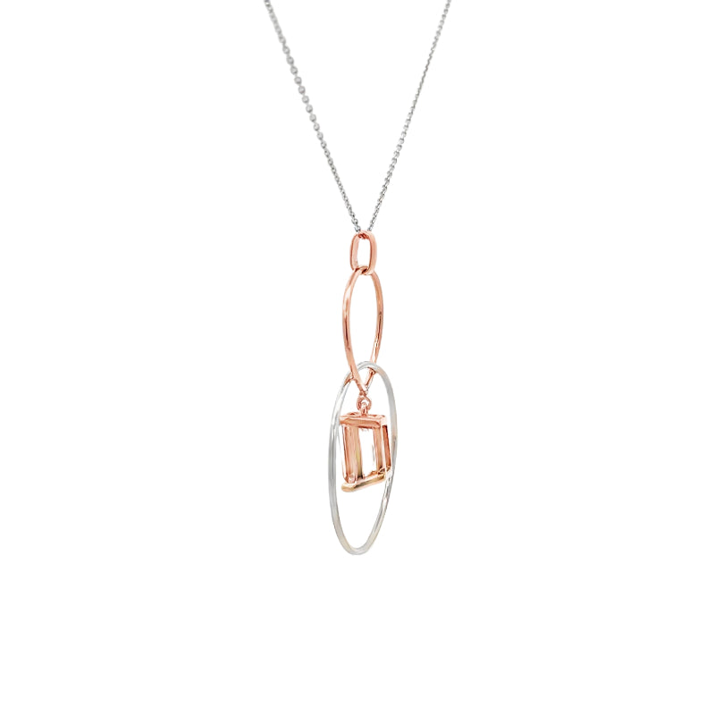 Morganite Dangle Pendant 14K Two Tone 1.50CT