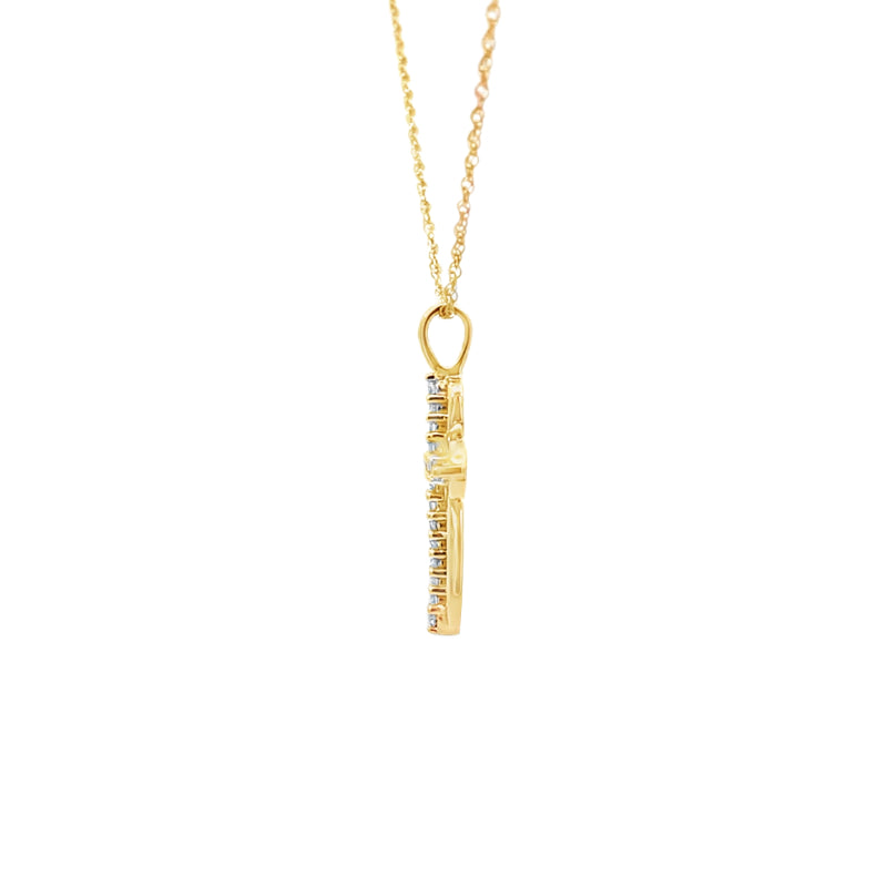Cross Diamond Pendant 14K Yellow Gold .15 CTW