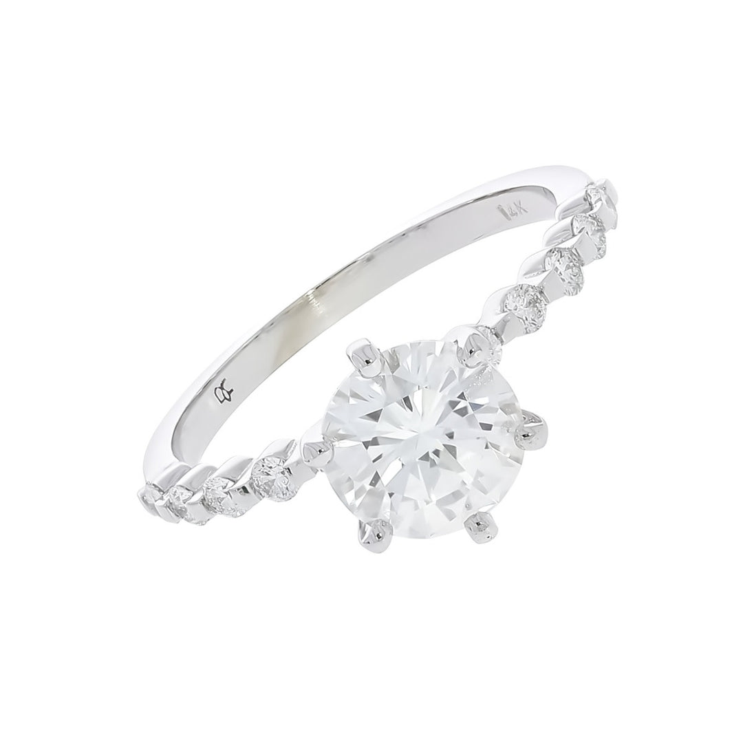 Old European Cut Diamond Engagement Ring 14K White Gold 1.41 CT