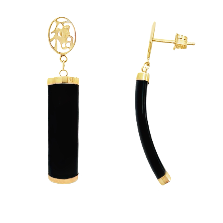 Onyx Dangle Earrings 14K Yellow Gold