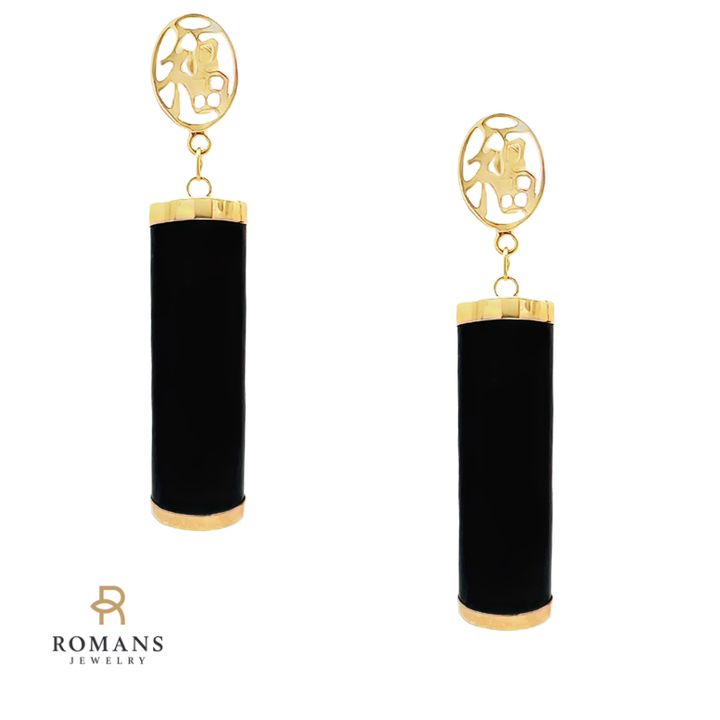 Onyx Dangle Earrings 14K Yellow Gold
