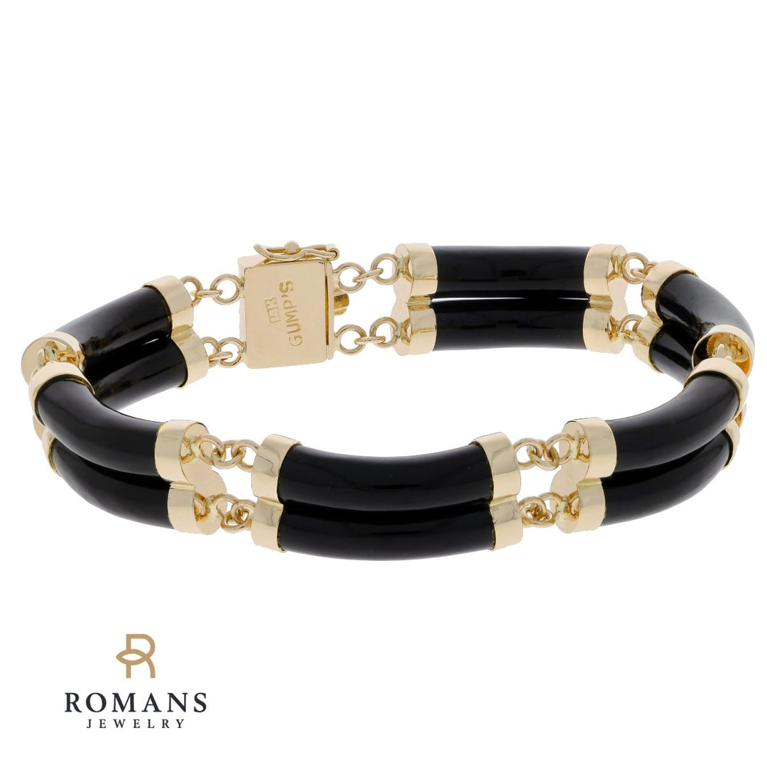 Onyx Greek Style Bracelet 14K Yellow Gold