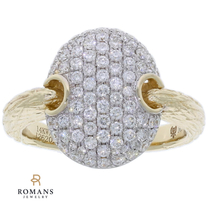Pave Cluster Diamond Ring 14K Two Tone .85 CTW