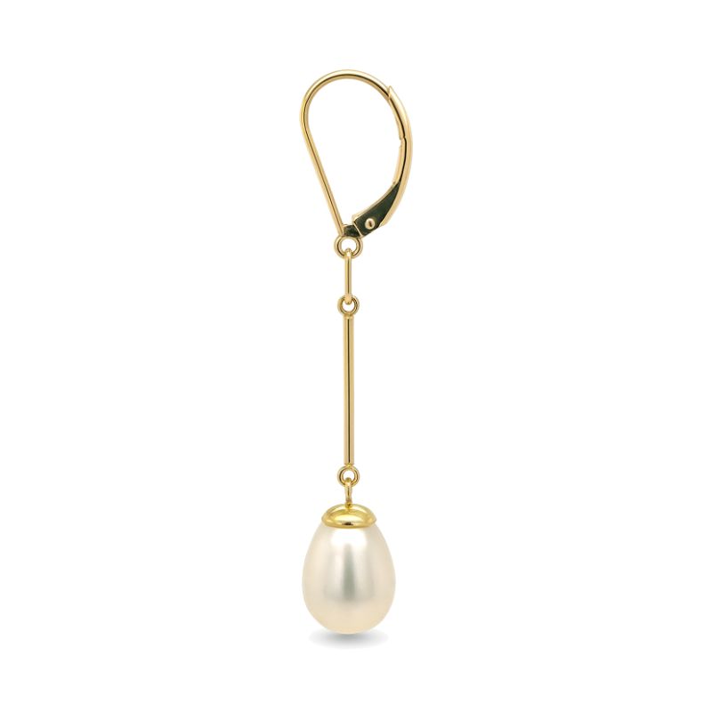 Pearl Dangle Earrings 14K Yellow Gold