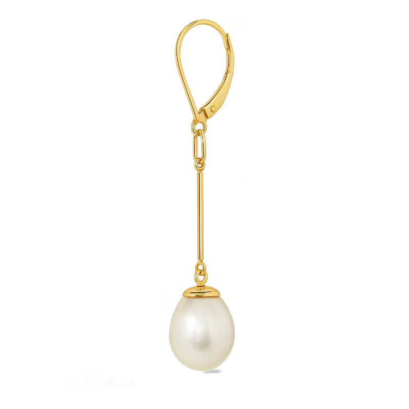 Pearl Dangle Earrings 14K Yellow Gold