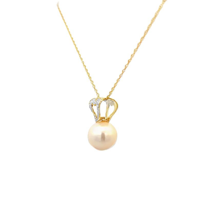 Pearl Heart Pendant 14K Two Tone