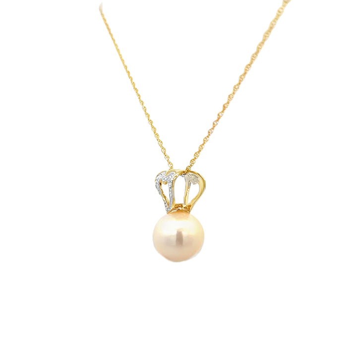 Pearl Heart Pendant 14K Two Tone