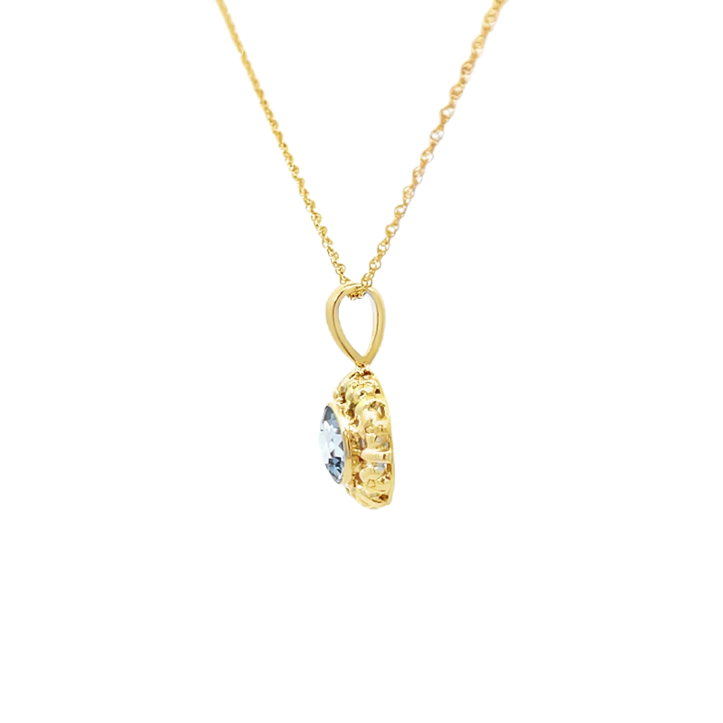 Round Lab Spinel Vintage Style Pendant 1.21CT