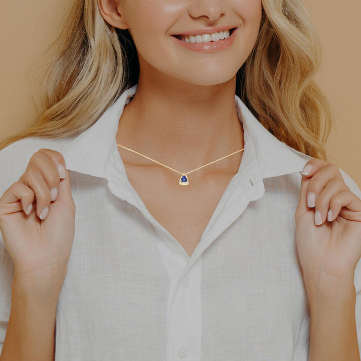 Trillion Tanzanite Pendant 14K Yellow Gold 0.89 CT