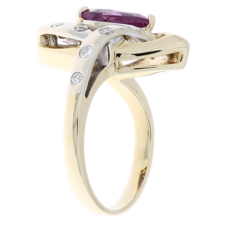 Pink Sapphire Contemporary Ring 14K Two Tone 1.56 CT