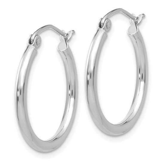 Polished Tube Hoop Earrings 14K White Gold