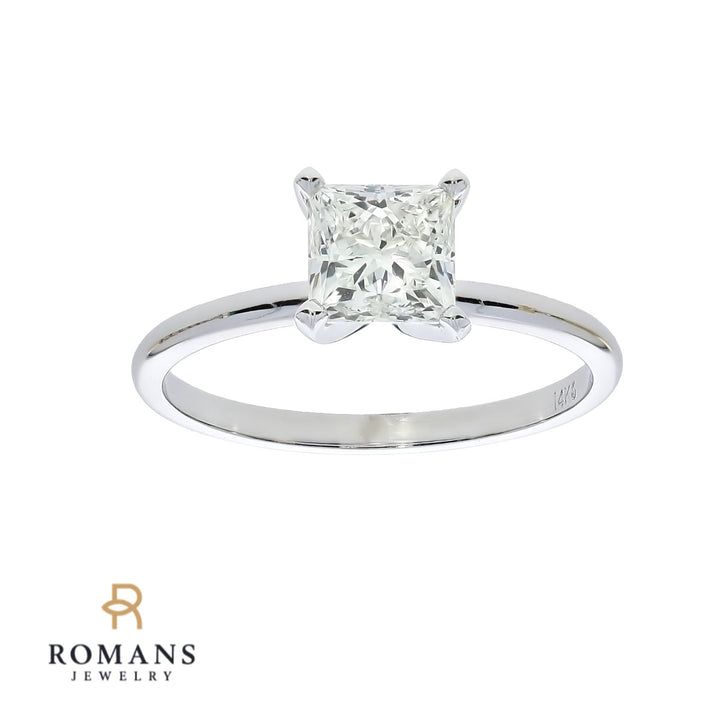 Princess Cut Diamond Solitaire Engagement Ring 14K White Gold 1.22CT GIA