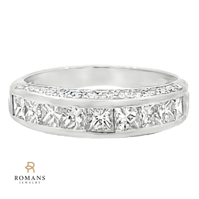 Princess Cut Diamond Channel Platinum Band 0.95 CTW