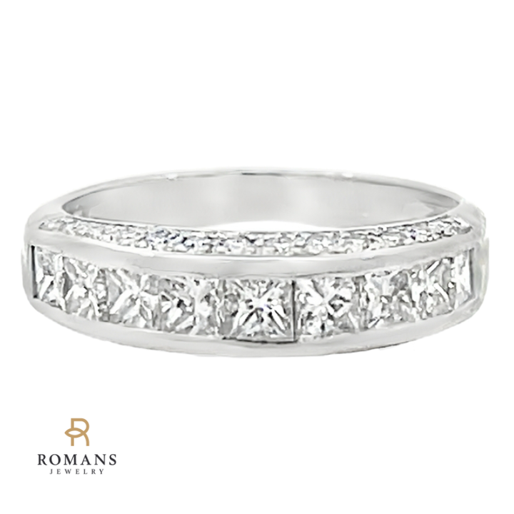 Princess Cut Diamond Channel Platinum Band 0.95 CTW