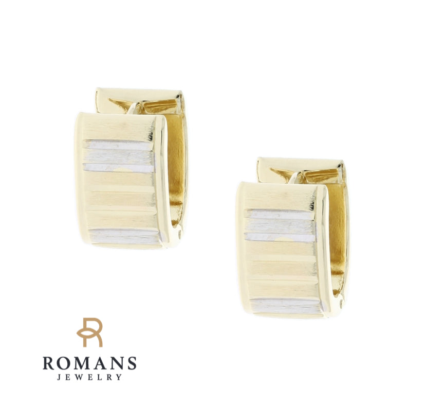 Ribbed Hoop Earrings 14K Two-Tone