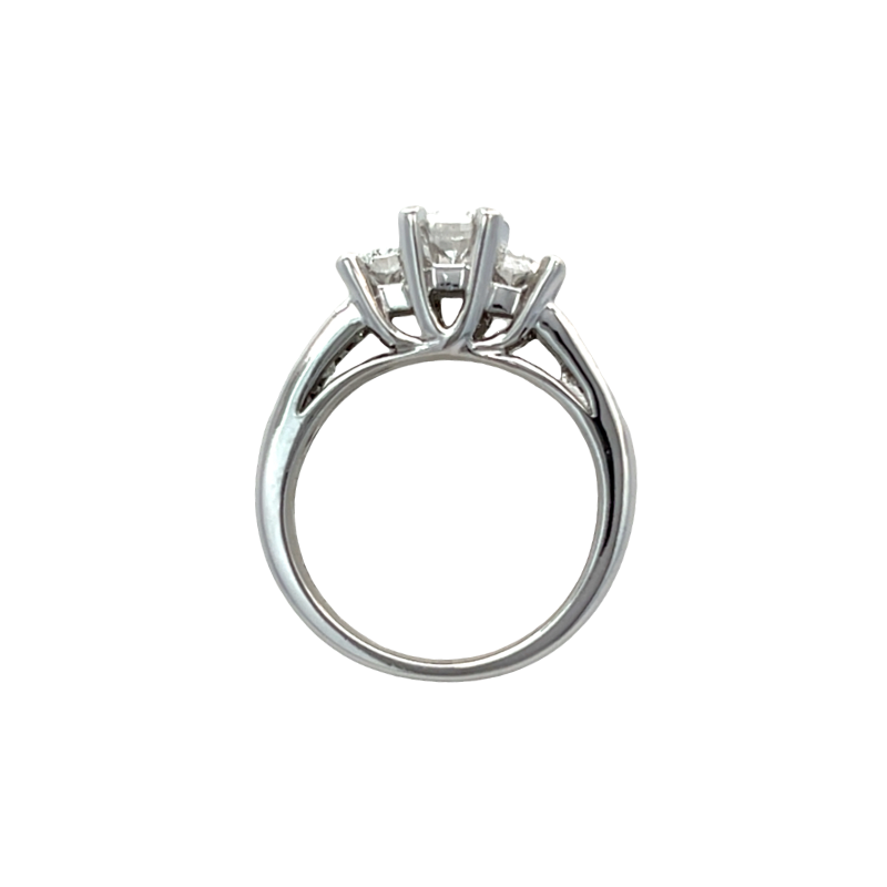 Diamond Radiant Cut Three Stone Engagement Ring 14K White Gold