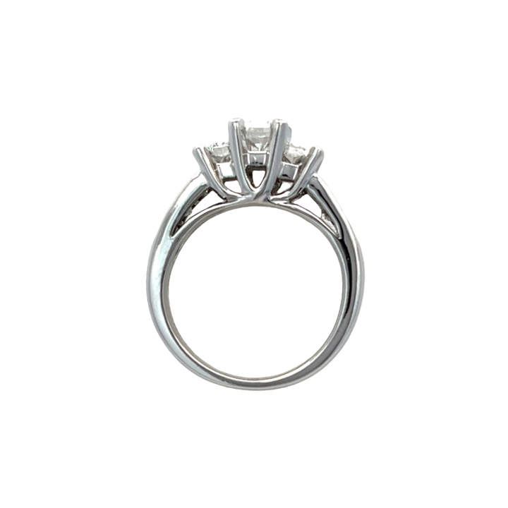 Diamond Radiant Cut Three Stone Engagement Ring 14K White Gold
