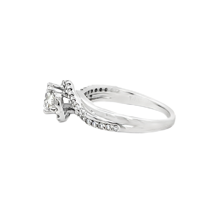 Diamond Twisted Halo Engagement 14K White Gold .60CT