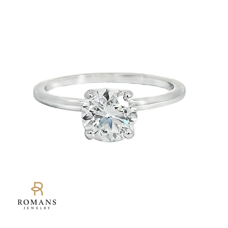 Round Solitaire Engagement Ring 14K White Gold 1.01CT