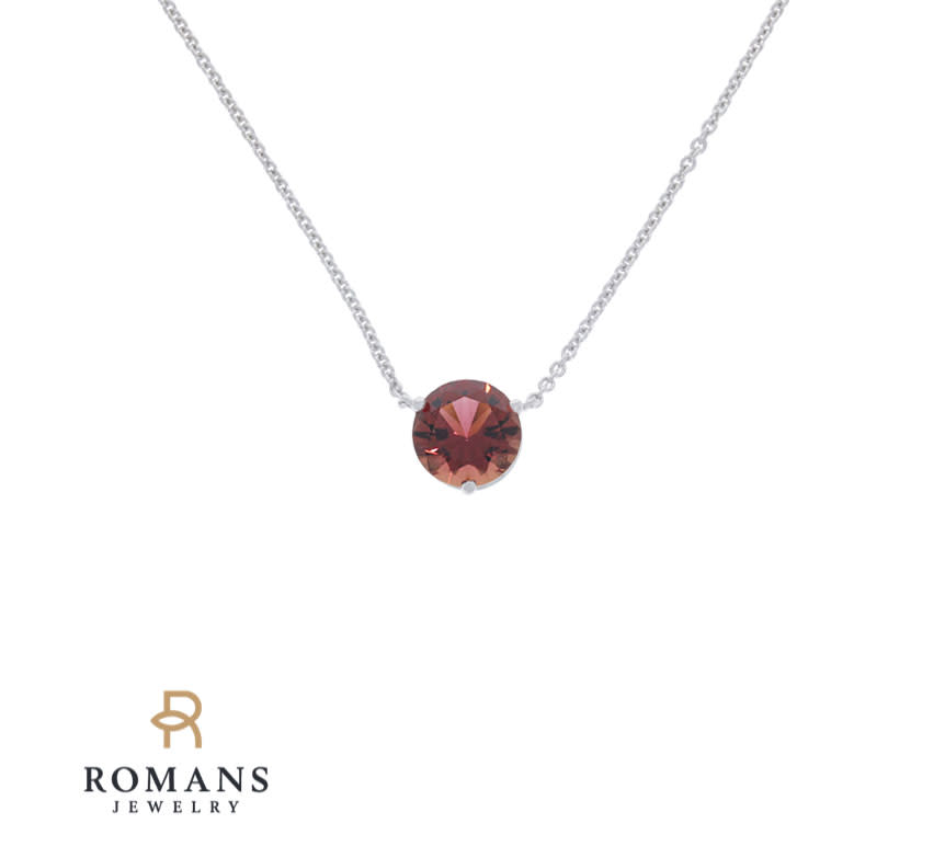 Round Tourmaline Necklace 14K White Gold 1.46CT