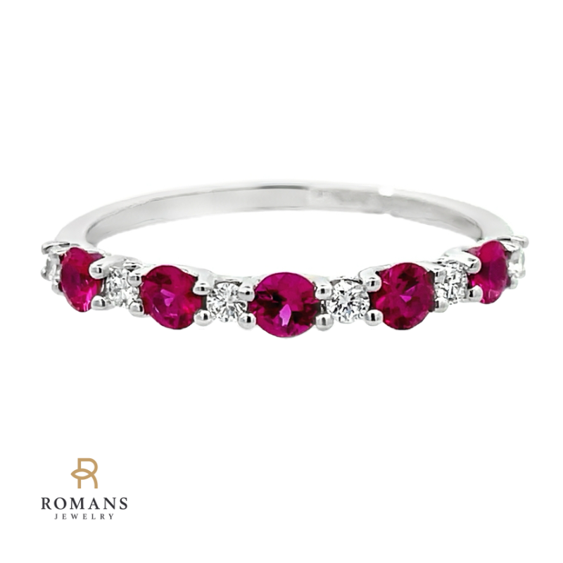 Ruby Diamond Band 14K White Gold 0.56CT