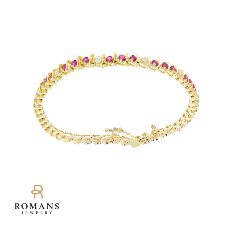 Ruby Diamond Bracelet 14K Yellow Gold