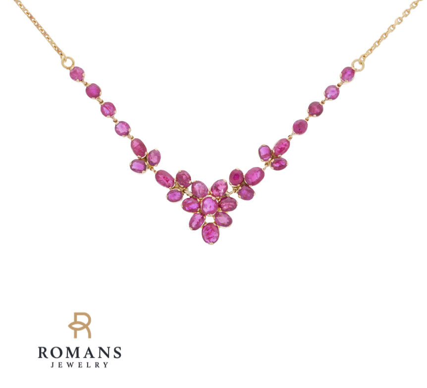 Ruby Nature Inspired Necklace 18K Yellow Gold 7CTW