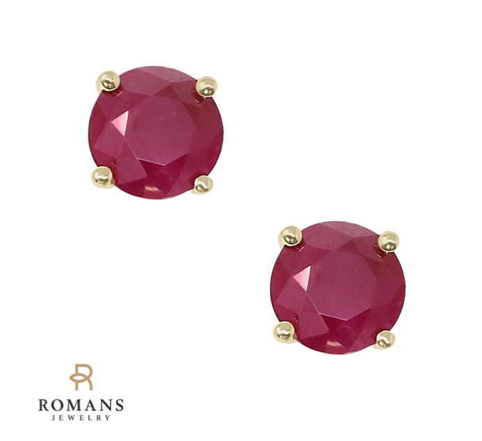 Ruby Stud Earrings 14K Yellow Gold .95CTW