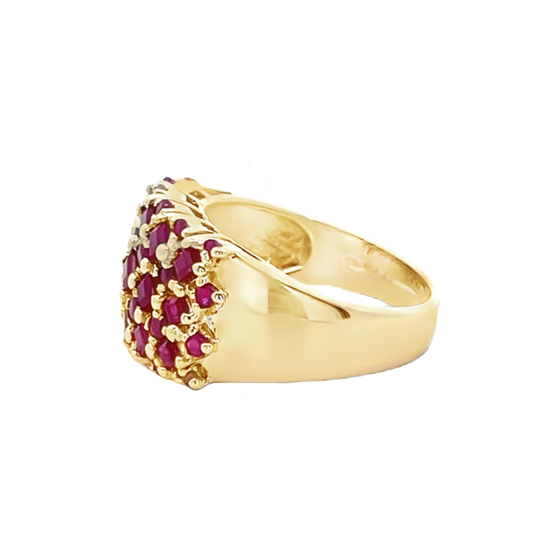 Ruby Cluster Band 14K Yellow Gold 2.23CTW