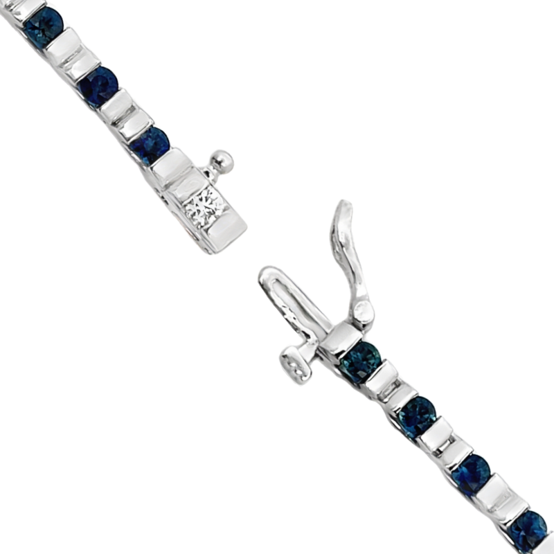 Sapphire Diamond Tennis Bracelet 14K White Gold 2.64CT