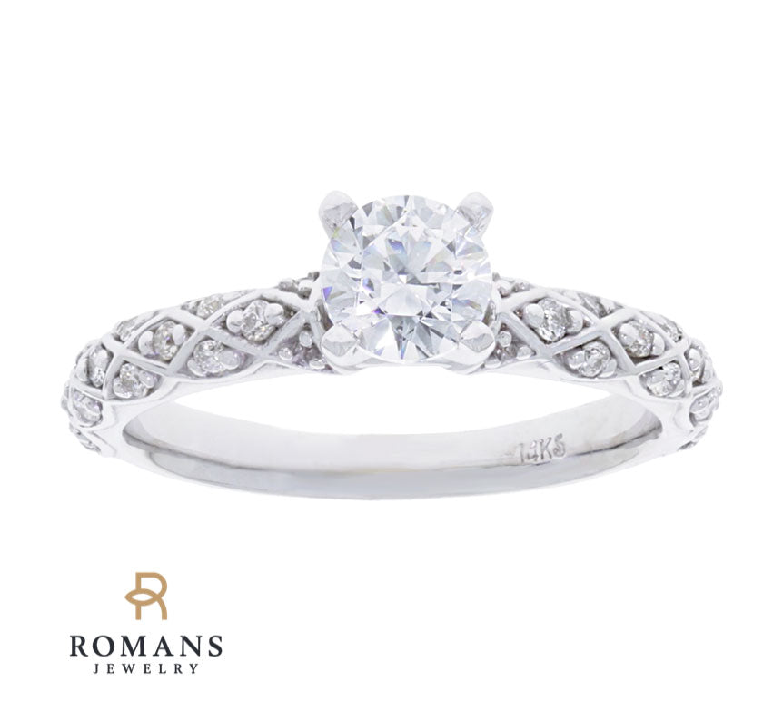 Solitaire Engagement Ring 14K White Gold
