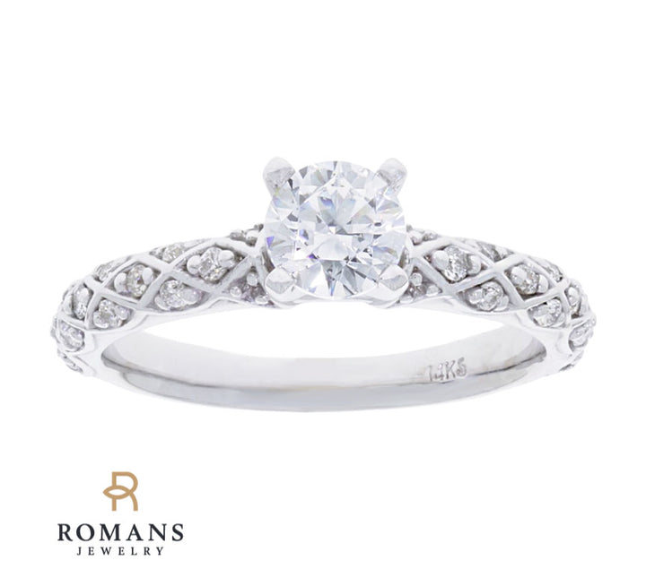 Solitaire Engagement Ring 14K White Gold