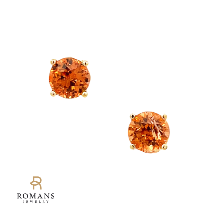 Spessartine Garnet Studs 14K Yellow Gold 2.60CTW