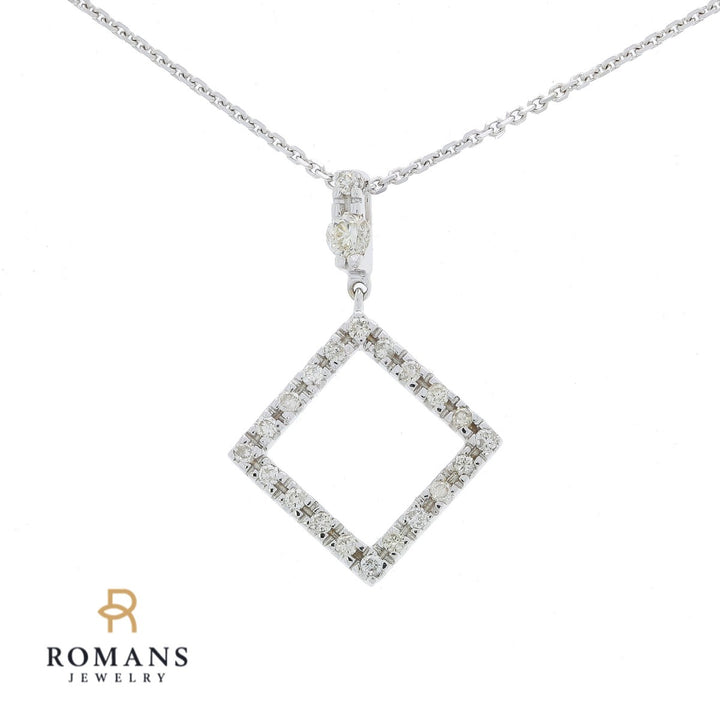Square Diamond Pendant 18K White Gold .30CTW