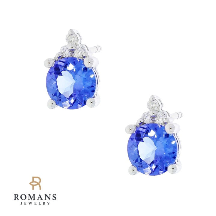 Tanzanite Diamond Stud Earrings 14K White Gold 1.26CTW