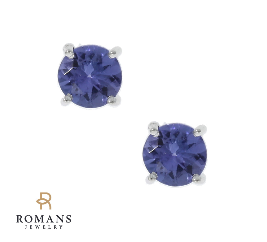 Tanzanite Stud Earrings 14K White Gold 1.60CTW