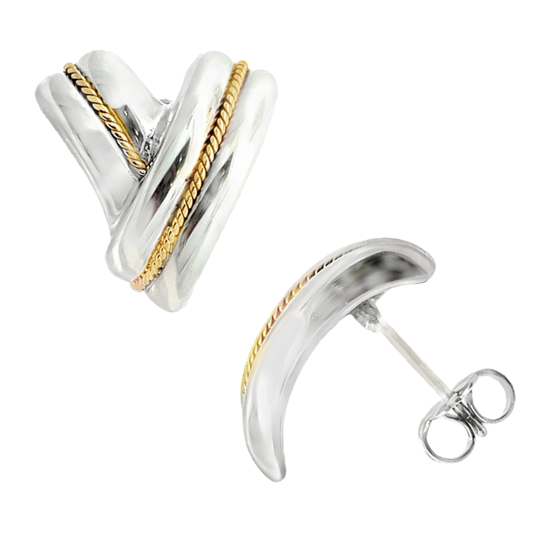 Tiffany & Co Sterling Silver Earrings & 14K Yellow Gold