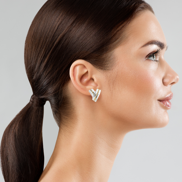 Tiffany & Co Sterling Silver Earrings & 14K Yellow Gold