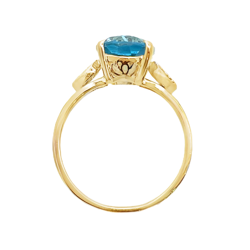 Oval Swiss Blue Topaz and Diamond 14K Yellow Gold 4.09CT