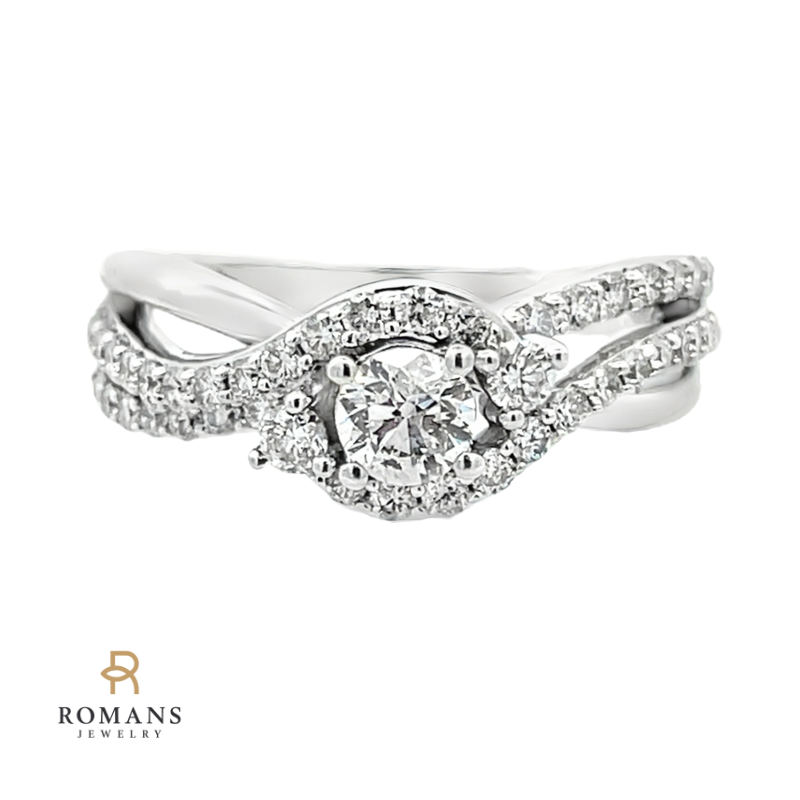 Tri-Diamond Wedding Ring 14K White Gold .28CT