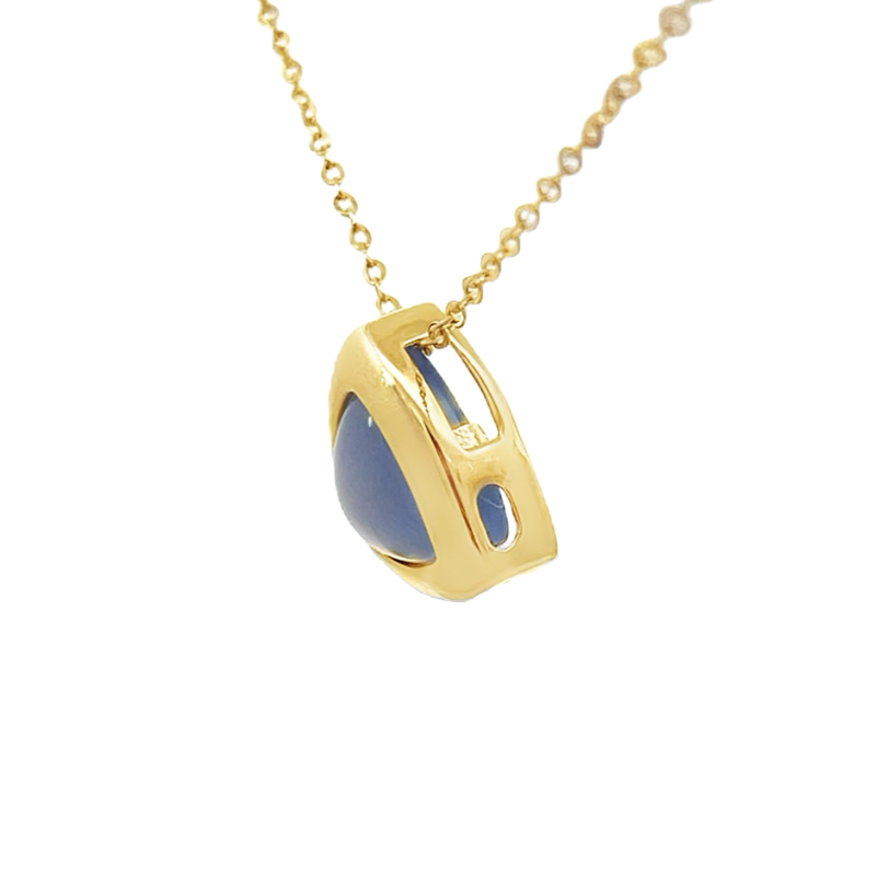 Lavender Jade Trillion Cut Pendant 14K Yellow Gold