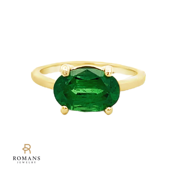 Tsavorite Garnet Oval Ring 14K Yellow Gold 3.85 CT