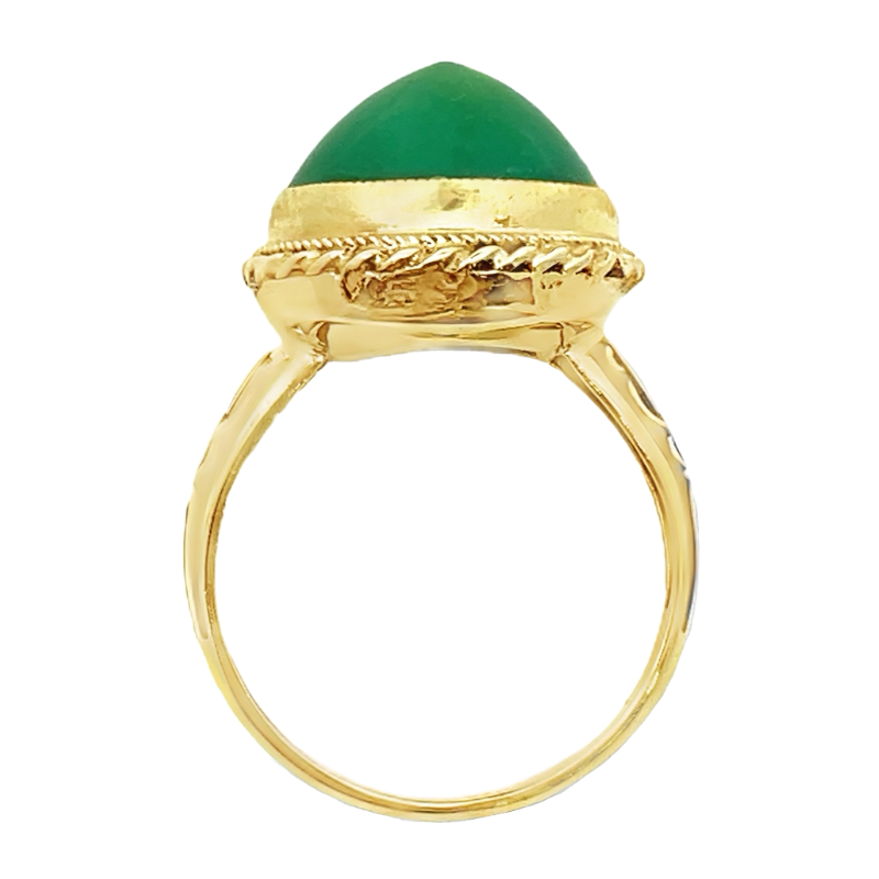 Turquoise Ring Enamel 14K Yellow Gold