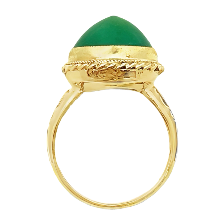 Turquoise Ring Enamel 14K Yellow Gold