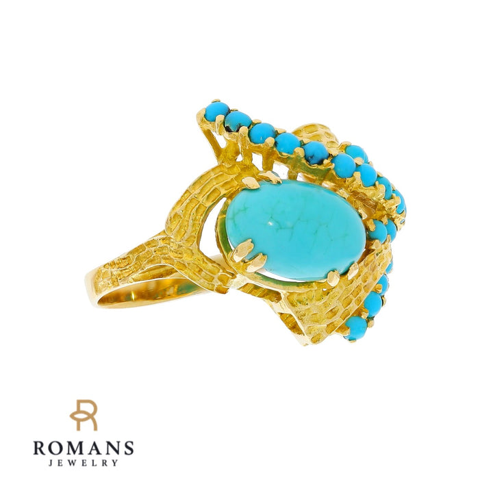 Turquoise Vintage Ring 22K Yellow Gold
