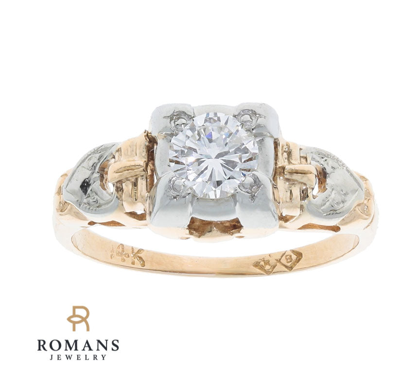 Vintage Diamond Engagement Ring 14K Two Tone .35CT