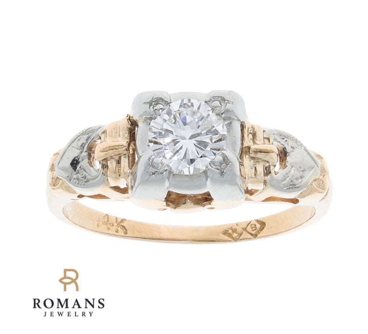 Vintage Diamond Engagement Ring 14K Two Tone .35CT